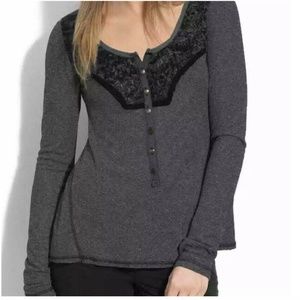 Free People Diego Henley Top Long Sleeves in Gray size M